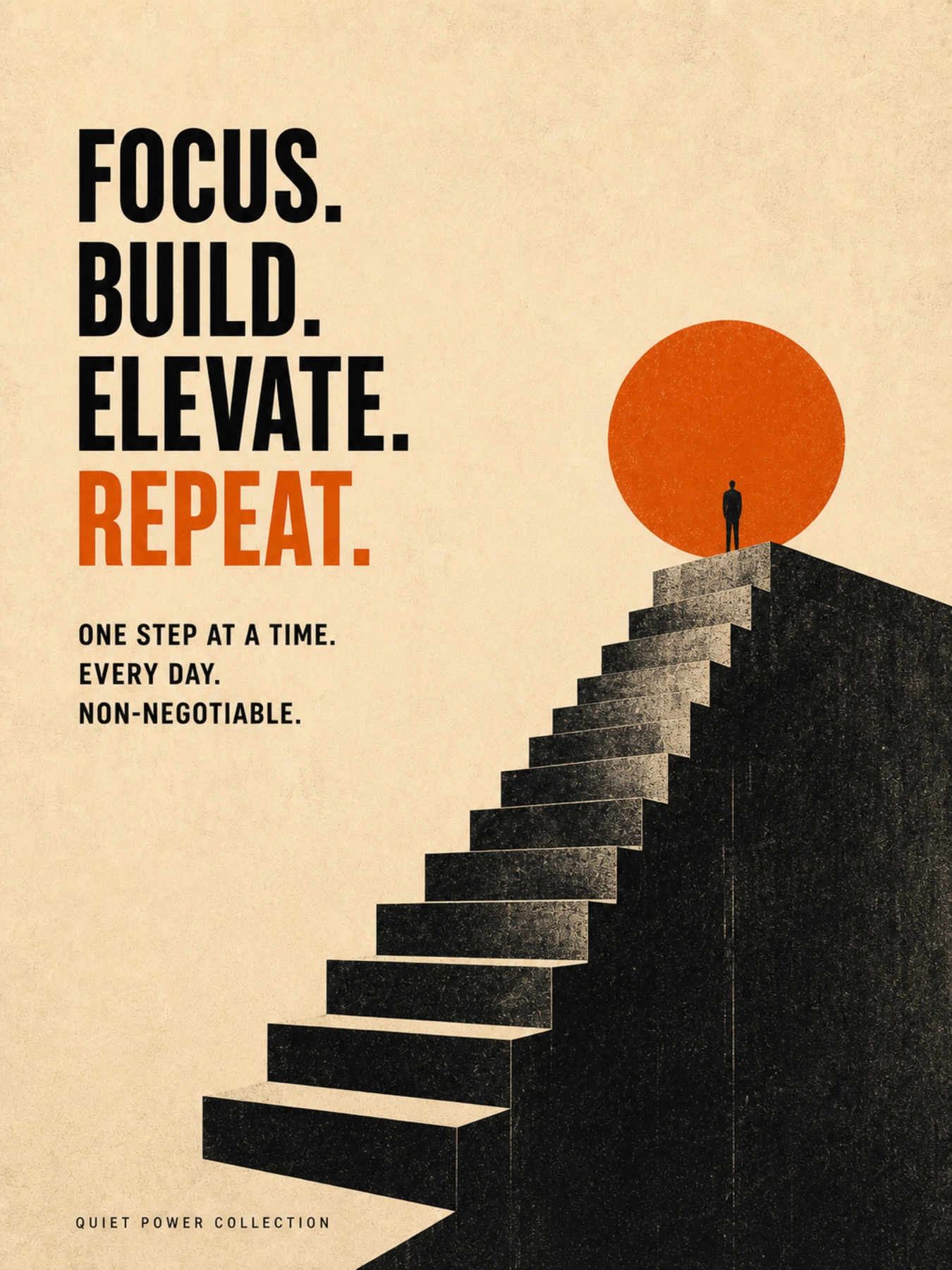 Focus Build Elevate Repeat wall art print
