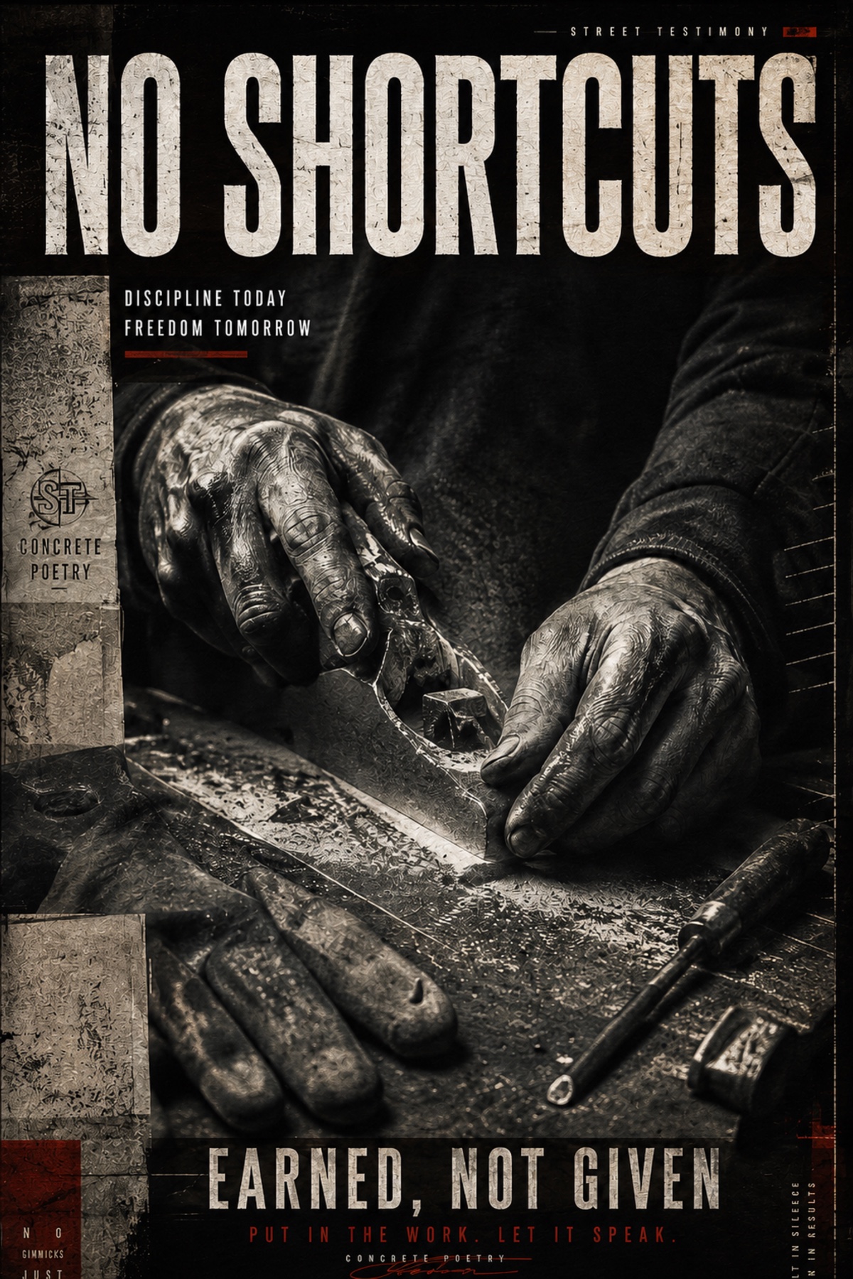 No Shortcuts motivational street art print